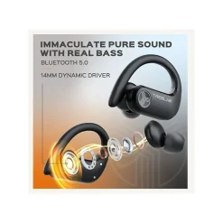 Treblab X3-Pro Bluetooth Wireless Earbuds with Earhooks, Charging Case (X3-PRO-W)