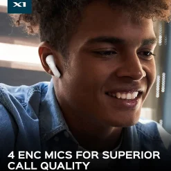 TREBLAB X1-W True Wireless Earbuds, IPX4 Waterproof, Bluetooth, White