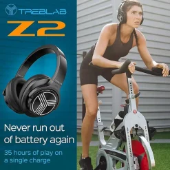 Treblab Z2-B Over Ear Workout Headphones with Microphone