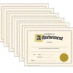 Trend Enterprises Achievement Certificates, 8.5" x 11", Multicolor, 6/Bundle (T-2562-6)