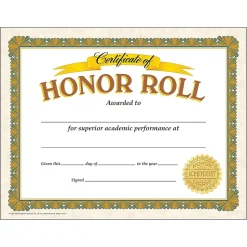 TREND Honor Roll Classic Certificates, 30 Per Pack, 6 Packs (T-11307-6)