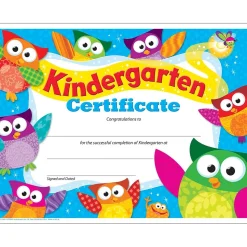 Trend Kindergarten Certificate Owl-Stars!, 30 CT (T-17009)