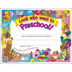 TREND Look who went to Preschool! Certificate, 30 Per Pack, 6 Packs (T-341-6)