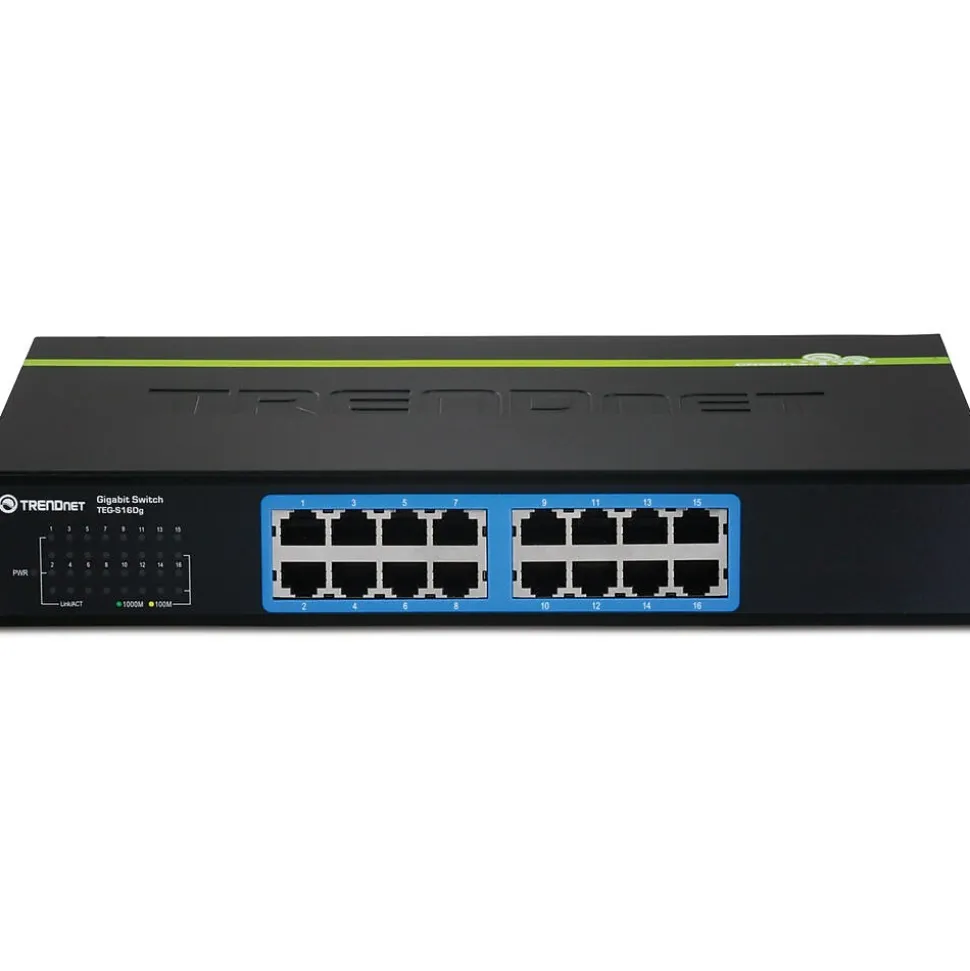 TRENDnet 16-Port Gigabit Ethernet Unmanaged Switch, 10/100/1000 Mbps, Black (TEG-S16DG)
