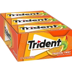 Trident Sugar Free Tropical Twist Gum, 14 Pieces/Pack, 12/Box (MOZ01110)