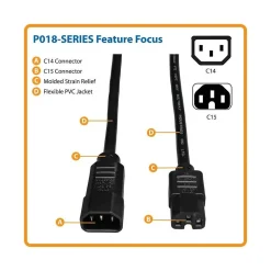 Tripp Lite P018 Power Interconnect Cord, 6' (L), Black