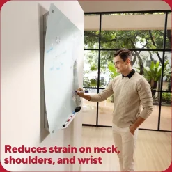 TRU RED™ Ergonomic Curved Magnetic Glass Dry-Erase Whiteboard, 4' x 3' (TR62094)