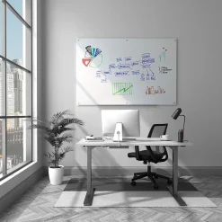 TRU RED™ Magnetic Tempered Glass Dry Erase Board, White, 6' x 4' (TR61197)