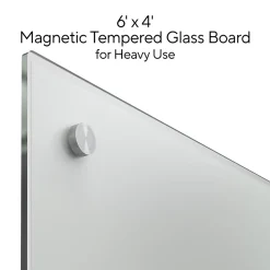 TRU RED™ Magnetic Tempered Glass Dry Erase Board, White, 6' x 4' (TR61197)