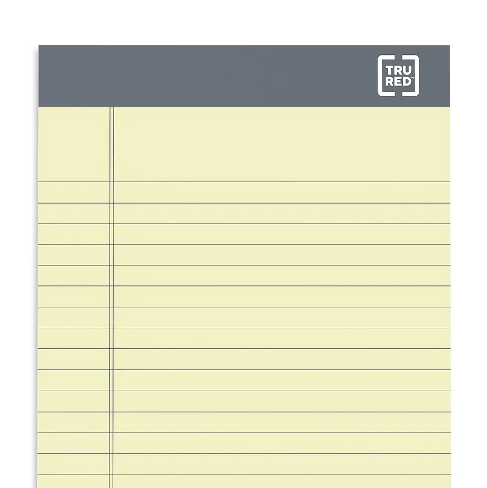TRU RED™ Notepad, 5" x 8", Narrow Ruled, Canary, 50 Sheets/Pad, 6 Pads/Pack (TR57357)