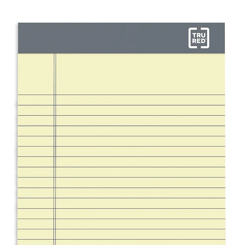 TRU RED™ Notepads, 5" x 8", Narrow Ruled, Canary, 50 Sheets/Pad, 12 Pads/Pack (TR57359)
