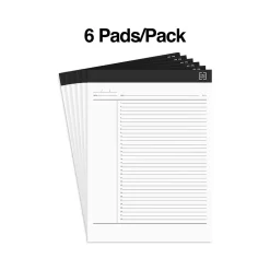 TRU RED™ Notepads, 8.5" x 11.75", Project Planner Format Ruled, White, 50 Sheets/Pad, 6 Pads/Pack (TR57379)