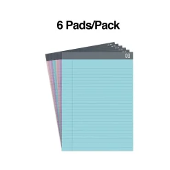 TRU RED™ Notepads, 8.5" x 11.75", Wide Ruled, Pastels, 50 Sheets/Pad, 6 Pads/Pack (TR57363)