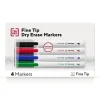 TRU RED™ Pen Dry Erase Markers, Fine Tip, Assorted, 4/Pack (TR61457/TR54562)