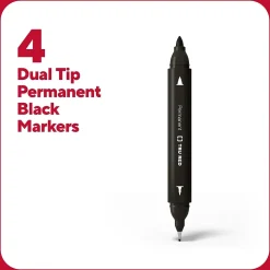 TRU RED™ Pen Permanent Markers, Twin Tip, Black, 4/Pack (TR57829)