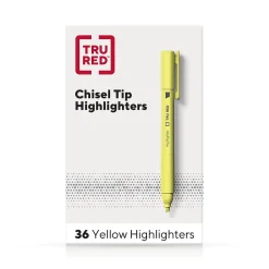 TRU RED™ Pocket Stick Highlighter with Grip, Chisel Tip, Yellow, 36/Pack (TR54582)