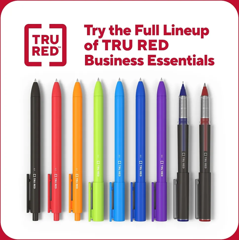 TRU RED™ Quick Dry Gel Pens, Fine Point, 0.5mm, Blue, Dozen (TR54472)