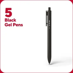 TRU RED™ Retractable Quick Dry Gel Pen, Extra Fine Point, 0.38mm, Black, 5/Pack (TR56951)