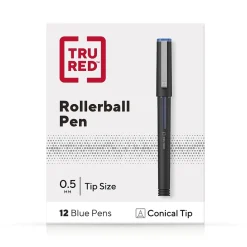 TRU RED™ Rollerball Pens, Conical Tip, Blue, Dozen/Pack (TR57322)