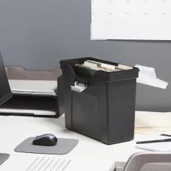 TRU RED™ Slim Portable File Tote, Letter Size, Black, 5/Carton (TR58297CT)