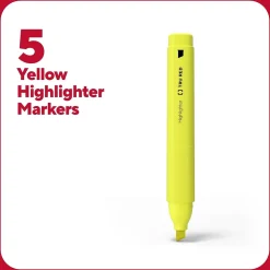 TRU RED™ Tank Highlighter with Grip, Chisel Tip, Yellow, 5/Pack (TR54577)
