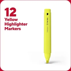 TRU RED™ Tank Highlighter with Grip, Chisel Tip, Yellow, Dozen (TR54579)