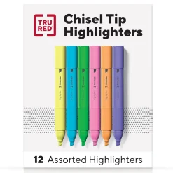 TRU RED™ Tank Highlighter with Grip, Chisel Tip, Assorted, 12/Pack (TR54585)