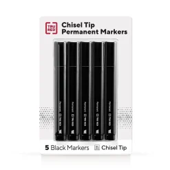 TRU RED™ Tank Permanent Markers, Chisel Tip, Black, 5/Pack (TR54523)