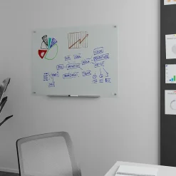 TRU RED™ Tempered Glass Dry Erase Board, Frosted, 4' x 3' (TR61199)