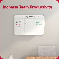 TRU RED™ Templated Magnetic Glass Dry-Erase Whiteboard, 3' x 2' (TR62139)