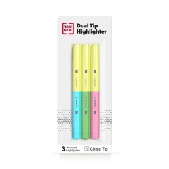 TRU RED™ Twin Tip Highlighters, Chisel Tip, Assorted Colors, 3/Pack (TR57834)