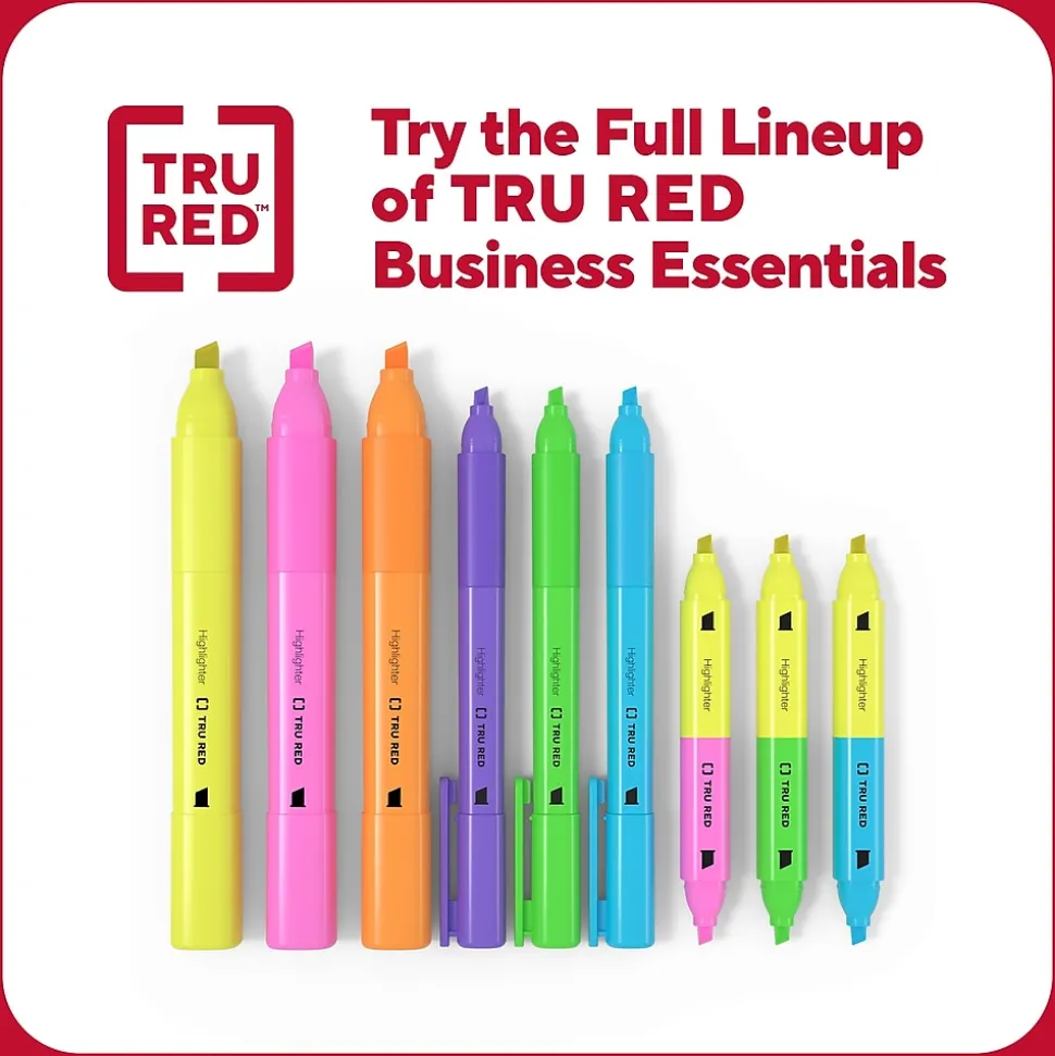TRU RED™ Twin Tip Highlighters, Chisel Tip, Assorted Colors, 3/Pack (TR57834)