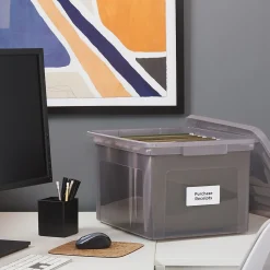 TRU RED™ Weather-Resistant File Box, Letter/Legal, Frost Gray, 4/Carton (TR57623CT)