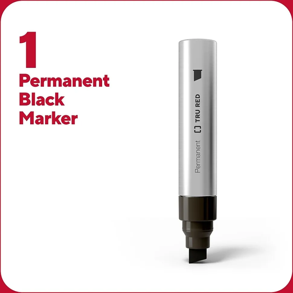 TRU RED™ XL Tank Permanent Marker, Chisel Tip, Black (TR56933)