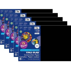 Tru-Ray 12" x 18" Construction Paper, Black, 50 Sheets/Pack, 5 Packs/Bundle (PAC103061-5)