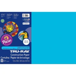 Tru-Ray 12" x 18" Construction Paper, Atomic Blue, 50 Sheets/Pack, 3 Packs (PAC103401-3)