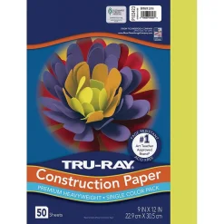 Tru-Ray 9" x 12" Construction Paper, Brilliant Lime, 50 Sheets/Pack (P103423)