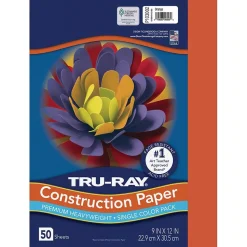 Tru-Ray 9" x 12" Construction Paper, Orange, 50 Sheets (P103002)