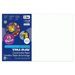 Tru-Ray 12" x 18" Construction Paper, White, 50 Sheets (P103058)