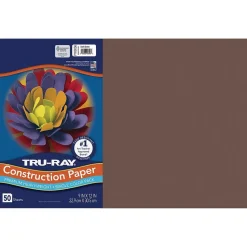 Tru-Ray 12" x 18" Construction Paper, Dark Brown, 50 Sheets (P103056)