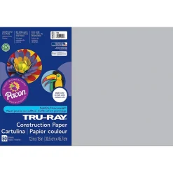 Tru-Ray® Construction Paper, Gray, 12" x 18", 50 Sheets Per Pack, 5 Packs (PAC103059-5)