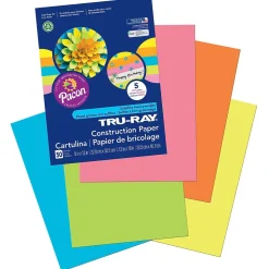Tru-Ray® Construction Paper, 5 Assorted Hot Colors, 9" x 12", 50 Sheets Per Pack, 5 Packs (PAC6596-5)
