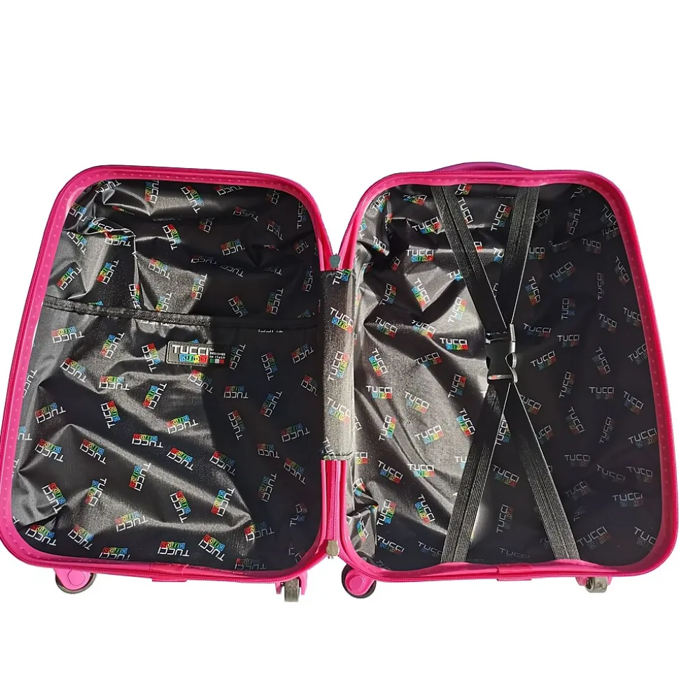 TUCCI 11" Hardside Carry-On Suitcase, 3-Wheeled Spinner, TSA Checkpoint Friendly, Pink (T0501-PeppyPand)