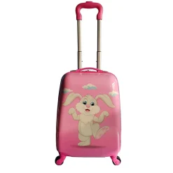 TUCCI 17" Hardside Carry-On Suitcase, 3-Wheeled Spinner, TSA Checkpoint Friendly, Pink (T0499-HappyBuny)
