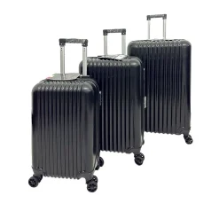 TUCCI FORTE Banda 3-Piece Hardside Spinner Carry-On Luggage Set, TSA Checkpoint Friendly (F0001-03PC-BLK)