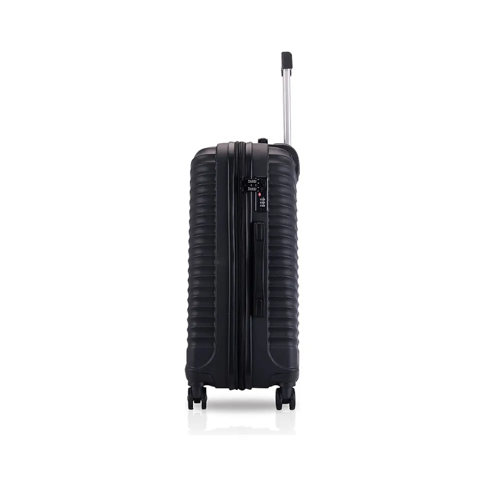 TUCCI Italy FLETTERE 22.8" Hardside Carry-On Suitcase, 8-Wheeled Spinner, Black (T0281-20in-BLK)