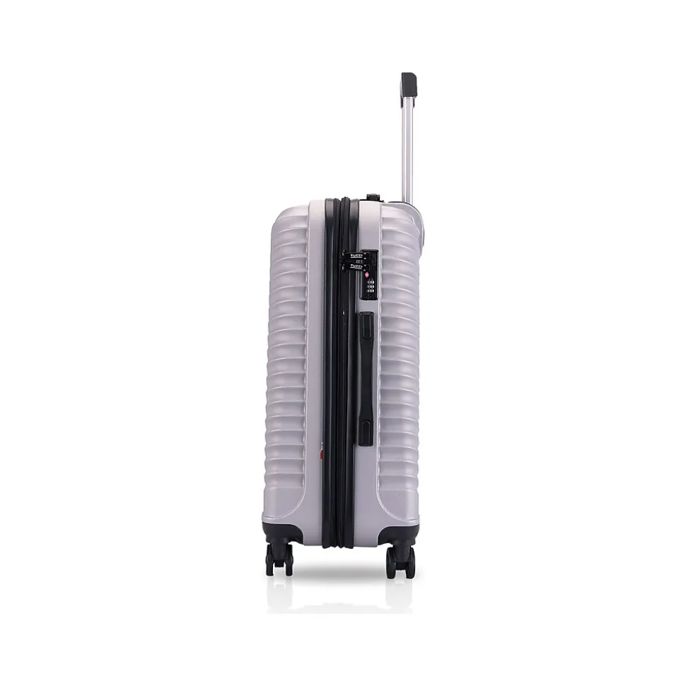 TUCCI Italy FLETTERE 22.8" Hardside Carry-On Suitcase, 8-Wheeled Spinner, Silver (T0281-20in-SLV)