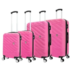 TUCCI 4-Piece Hardside Spinner Carry-On Luggage Set, TSA Checkpoint Friendly, Fushcia (T0533-04PC-FUSH)