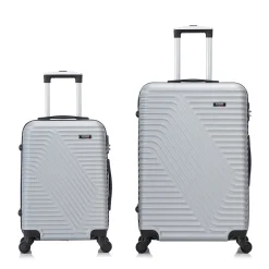 TUCCI VOYAGE Vertice Hardside Spinner Luggage Set, TSA Checkpoint Friendly, Silver (V0001-02PC-SLV)