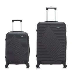 TUCCI VOYAGE Vertice 2-Piece Hardside Spinner Luggage Set, TSA Checkpoint Friendly, Black (V0001-02PC-BLK)